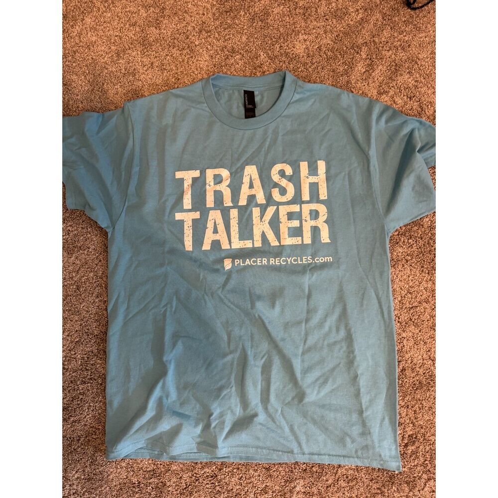 T-Shirt made of Trash - Port & Company “Trash Talker” Recycles Men’s Large Blue